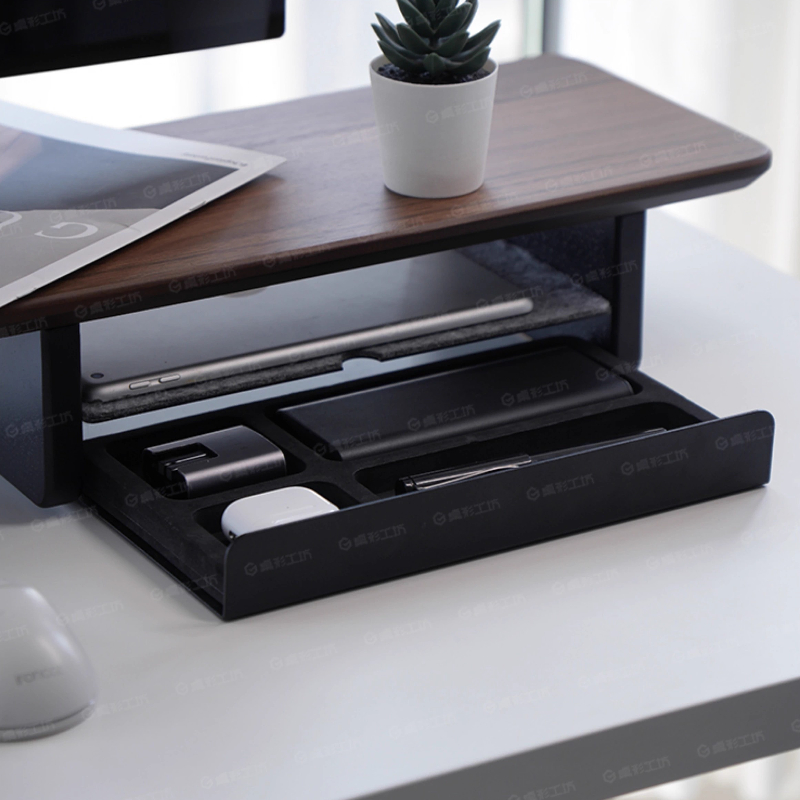 Desk Setup Computer - Support de moniteur, tiroirs de rangement,