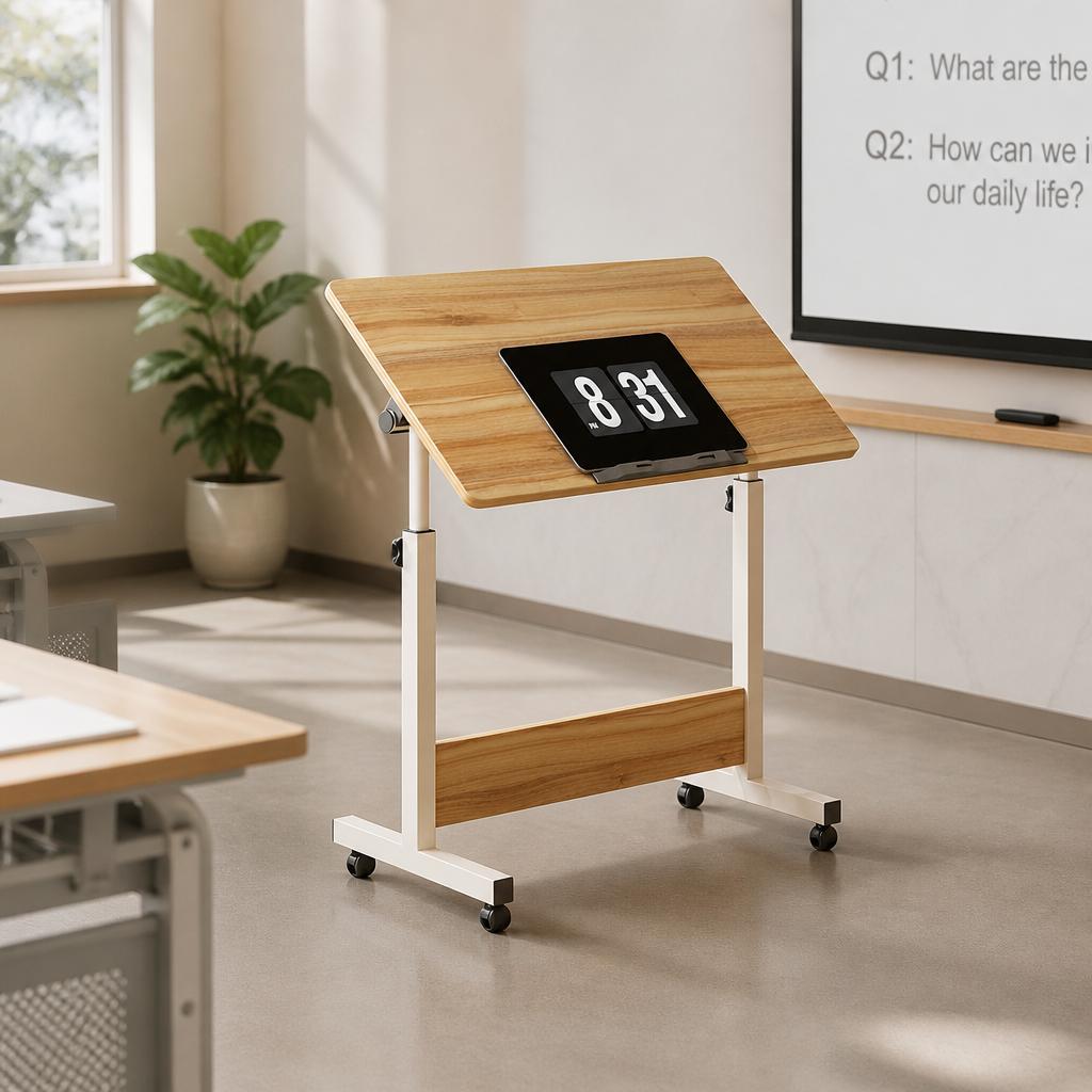 Bureau sur pied à hauteur régl - Desk Setup Oak avis et prix